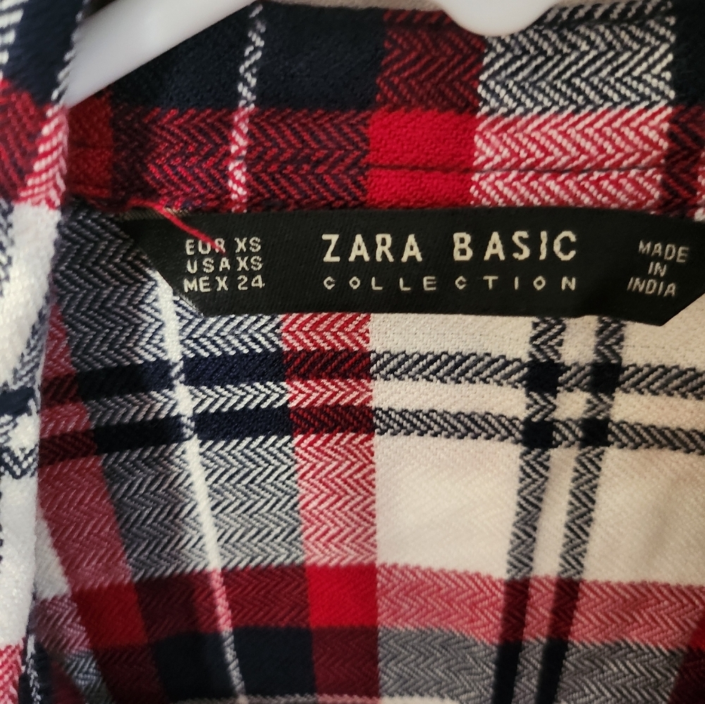 Zara Plaid Button Down Studded Shirt size XS - Picture 4 of 4